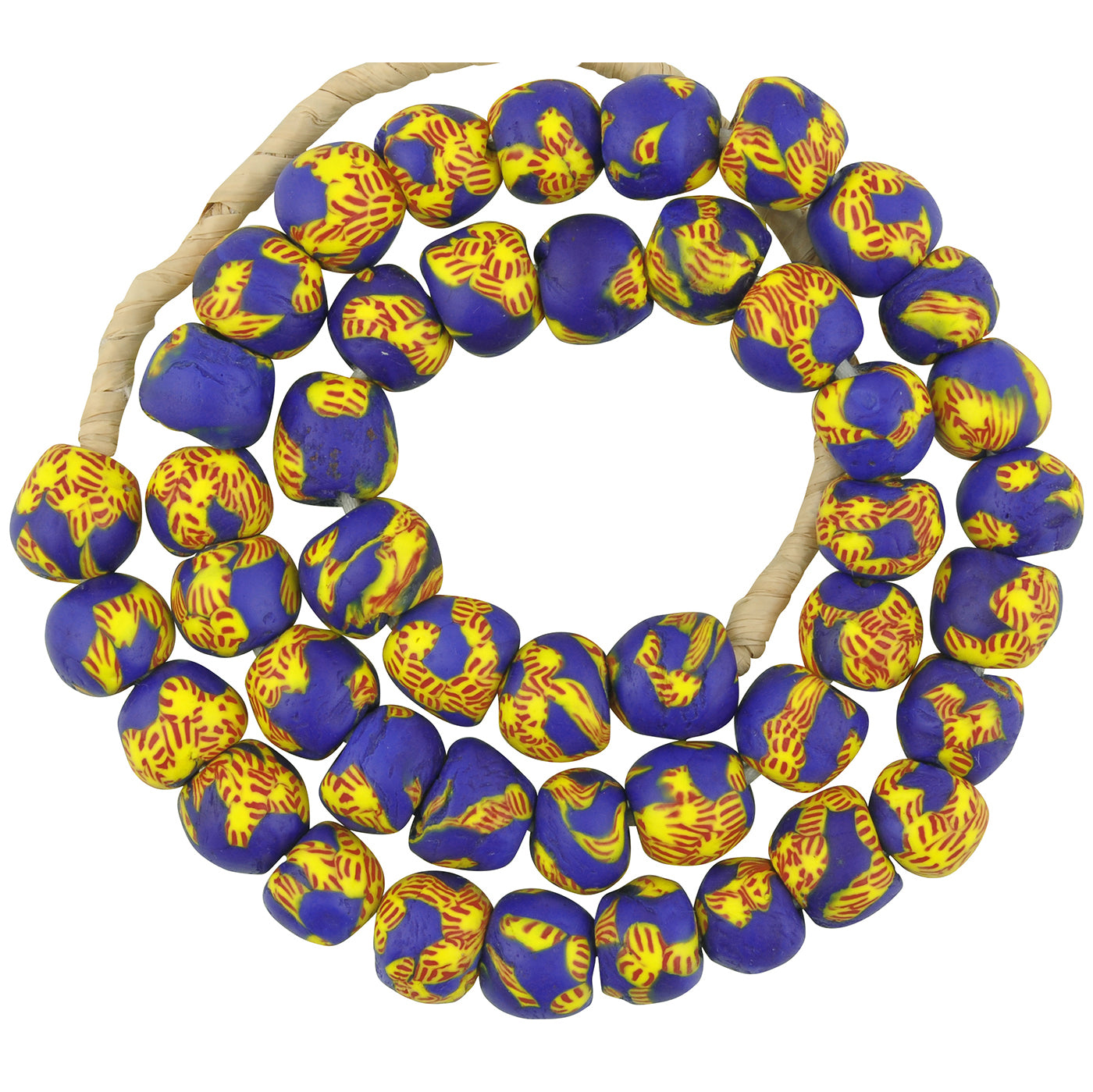 Recycled Beads Fused glass handmade African tribal necklace tumbled - Tribalgh