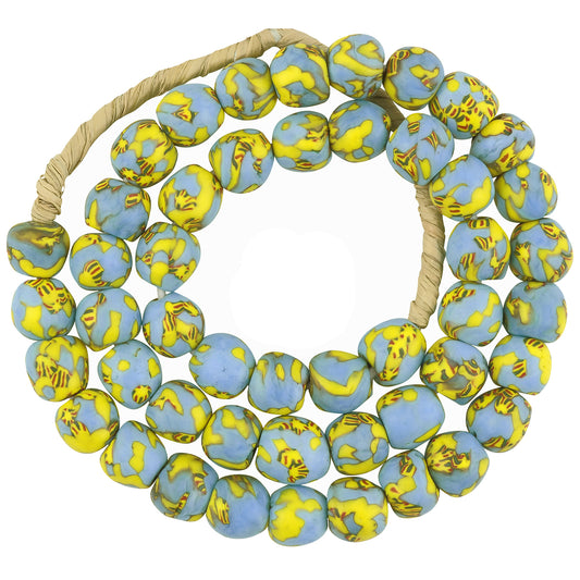 Handmade beads recycled seed glass Ghana African necklace tumbled