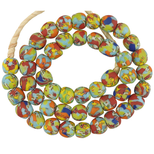 New African Trade Beads - Fused Recycled Ghana Glass Beads, 12-13Mm