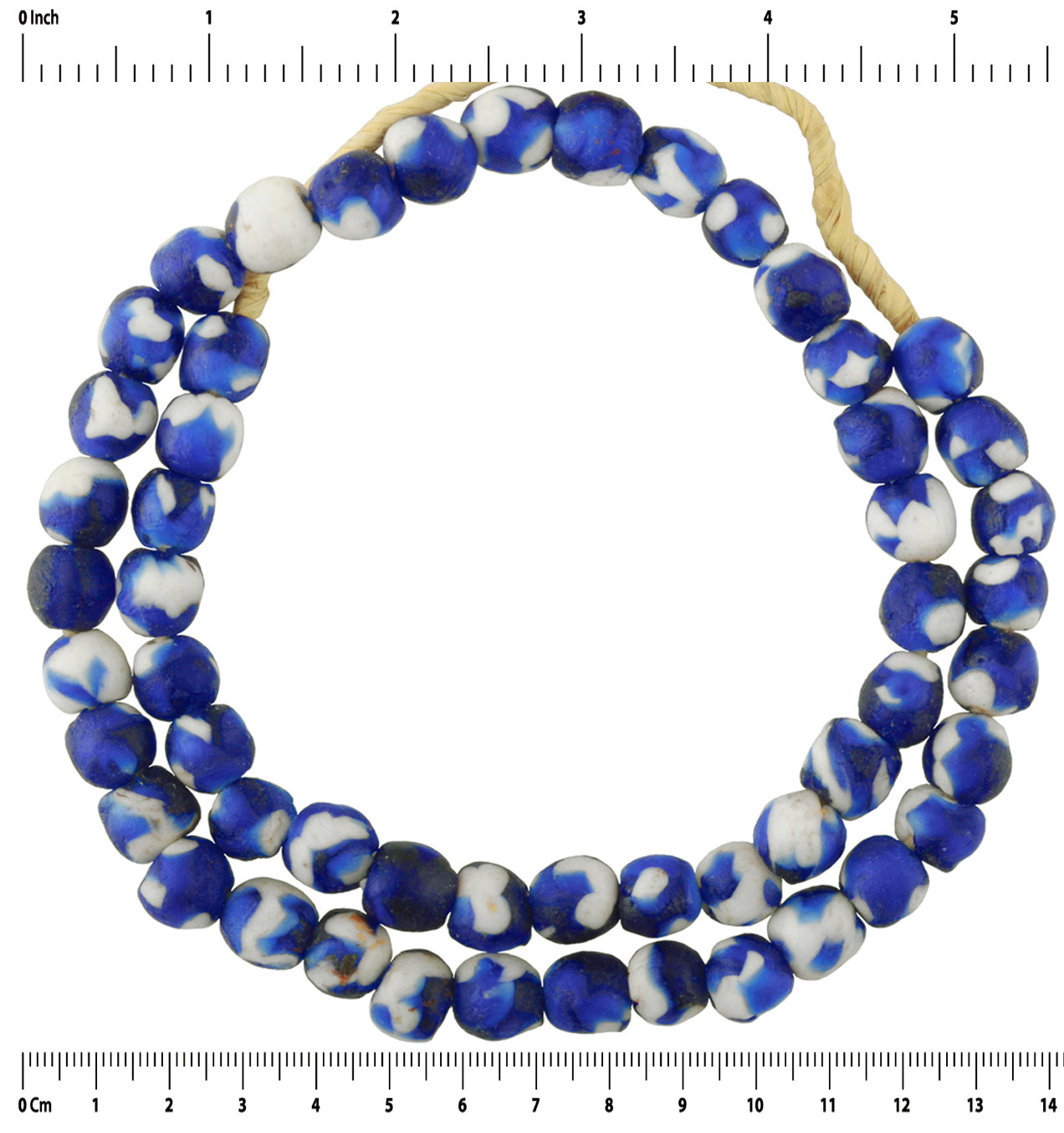 Afrikanische Handelsglasperlen handgemachte Krobo Halskette recycelt White Heart Ghana - Tribalgh