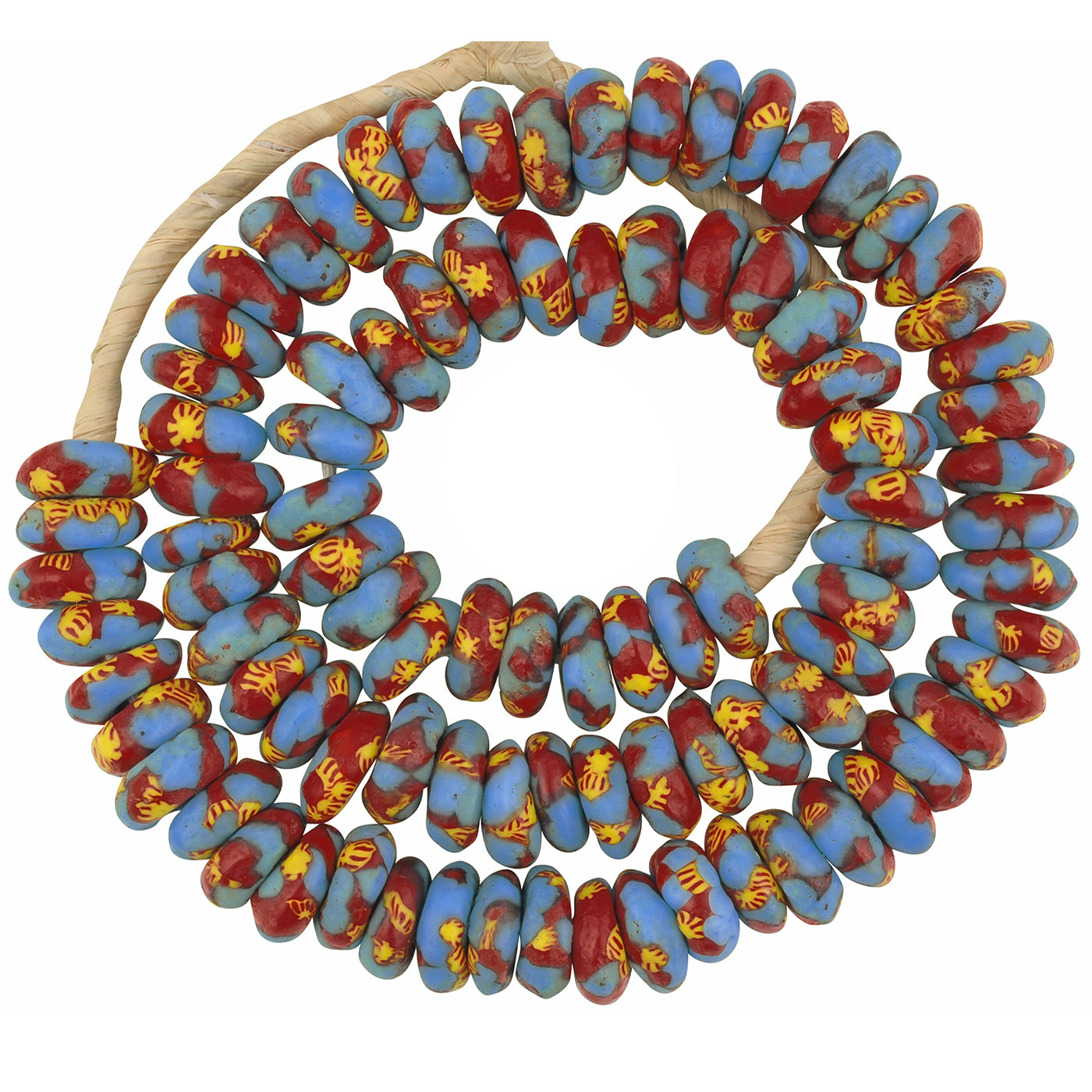 Recycled pony beads disks handmade Krobo Ghana African necklace large - Tribalgh