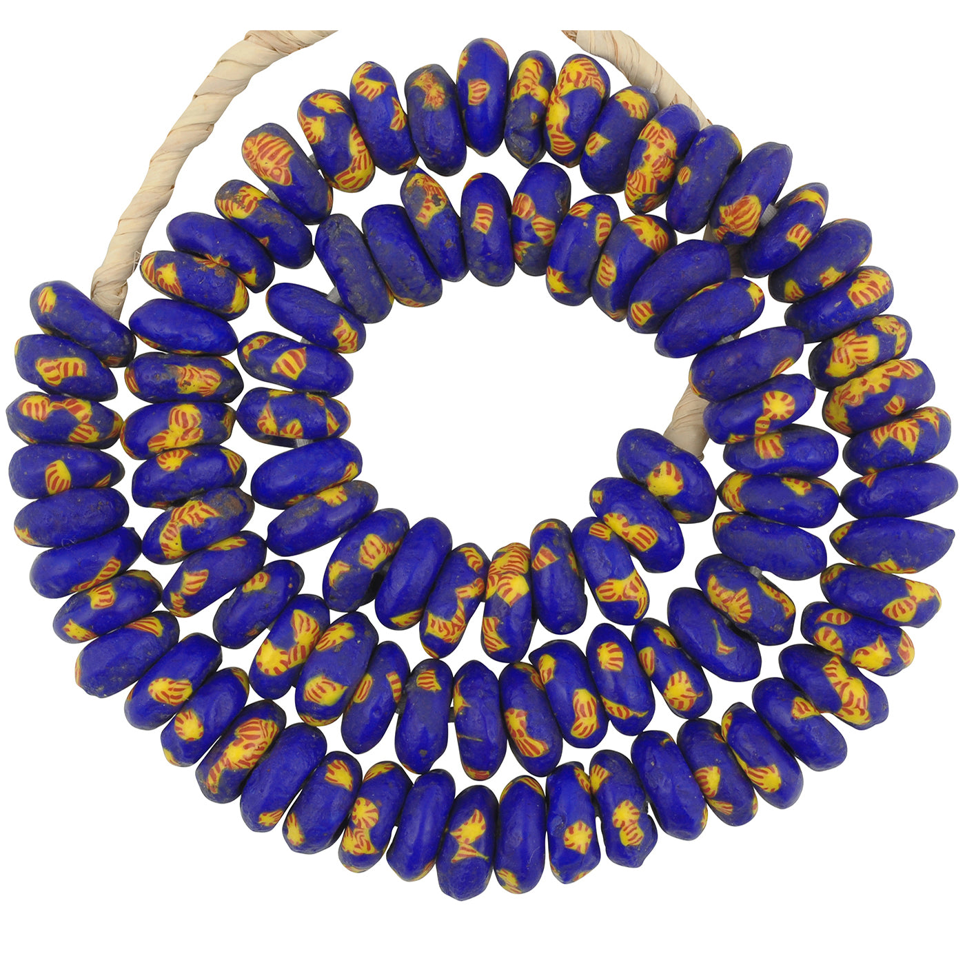 African disks recycled seed beads Krobo Ghana necklace handmade - Tribalgh
