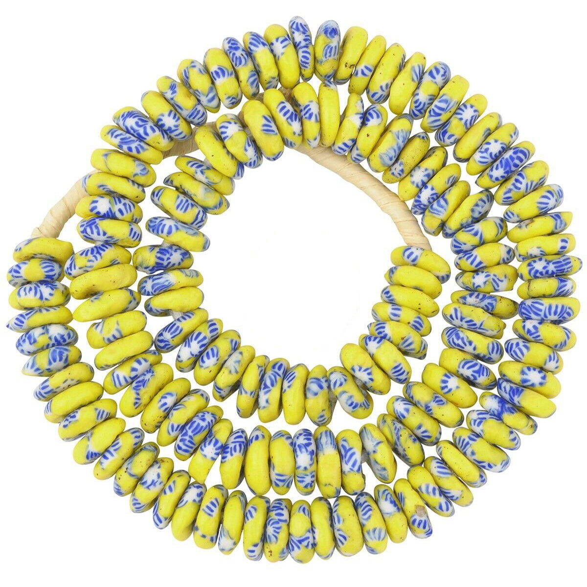 Handmade disks Krobo recycled beads African tribal necklace Ghana - Tribalgh