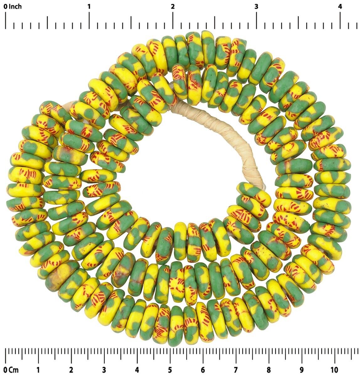 Krobo handmade disks recycled seed beads African necklace Ghana - Tribalgh