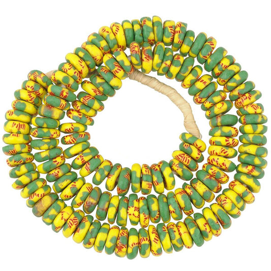 Krobo handmade disks recycled seed beads African necklace Ghana - Tribalgh