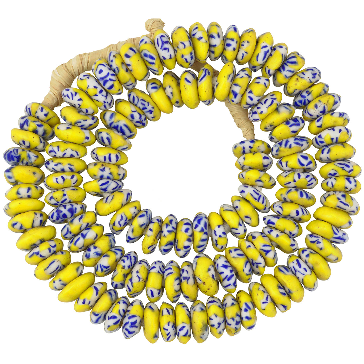 Handgefertigte afrikanische Handelsperlen - Verschmolzene Ghana-Glasscheiben 11–12 mm