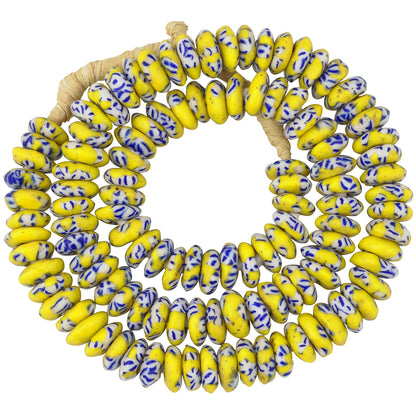 Handgefertigte afrikanische Handelsperlen - Verschmolzene Ghana-Glasscheiben 11–12 mm