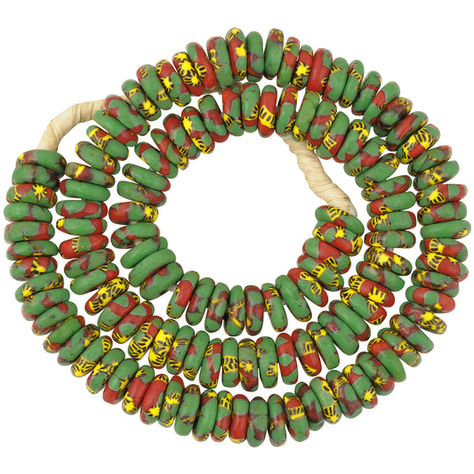 Handmade disks recycled seed beads Krobo African Ghana