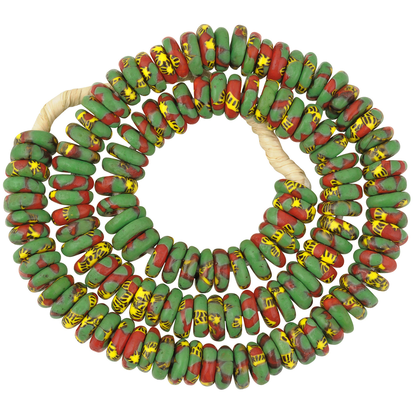 Handgefertigte Scheiben aus recycelten Rocailles Krobo African Ghana