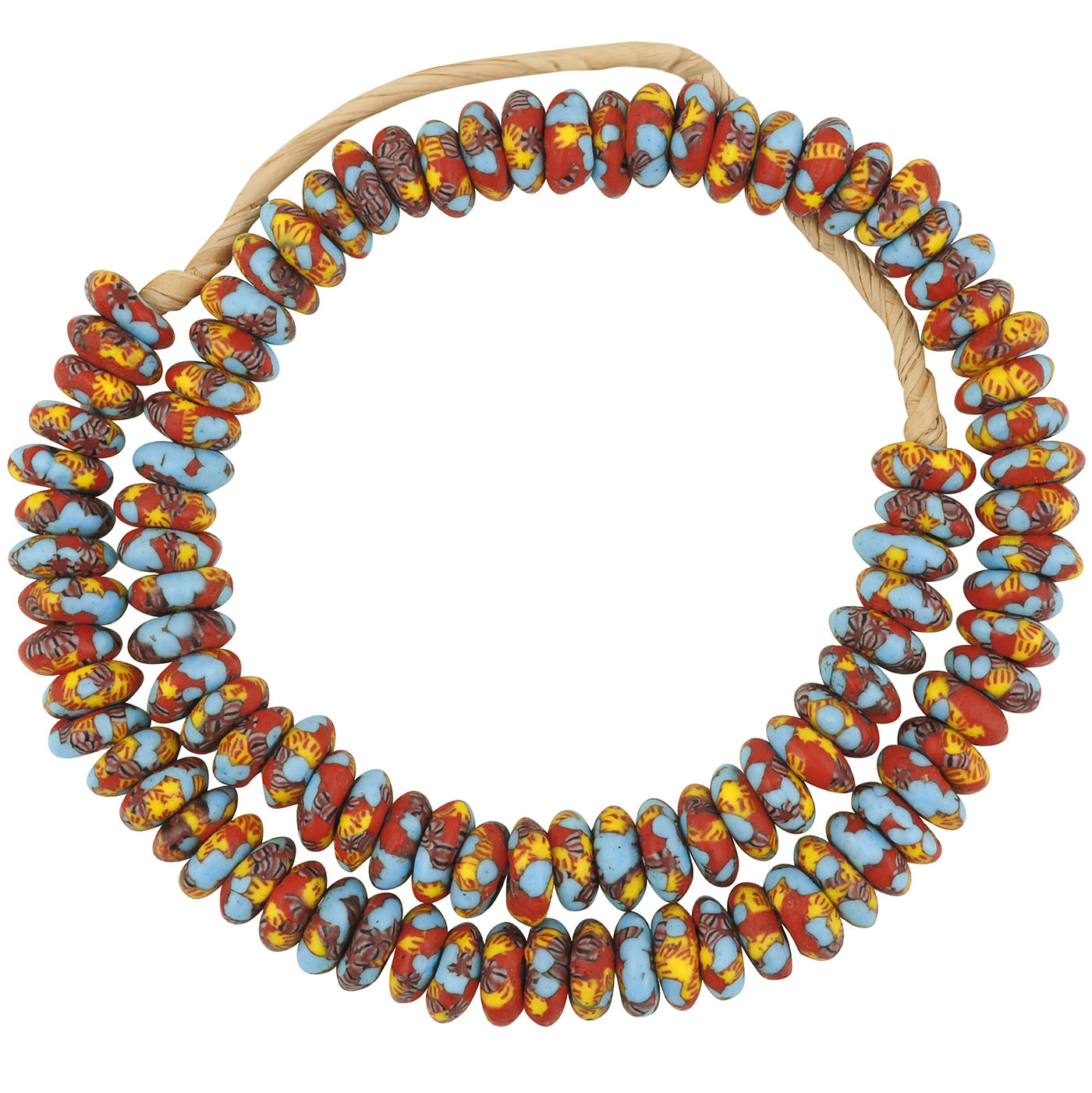 Recycled seed beads African necklace large disks Ghana - Tribalgh