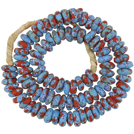 Discos reciclados perlas Krobo Ghana collar ceremonial grande Africa - Tribalgh