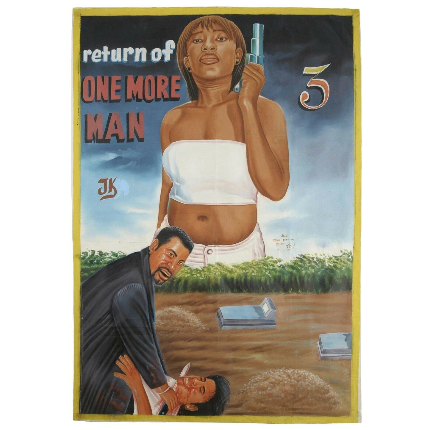 Ghana Cartel de película pintado a mano Cine africano Arte JUJU RETURN OF ONE MORE MAN 3 - Tribalgh