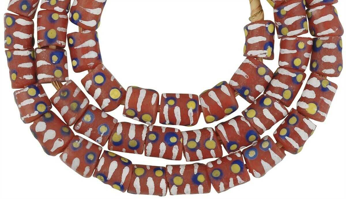 African beads powder glass recycled handmade necklace Krobo - Tribalgh