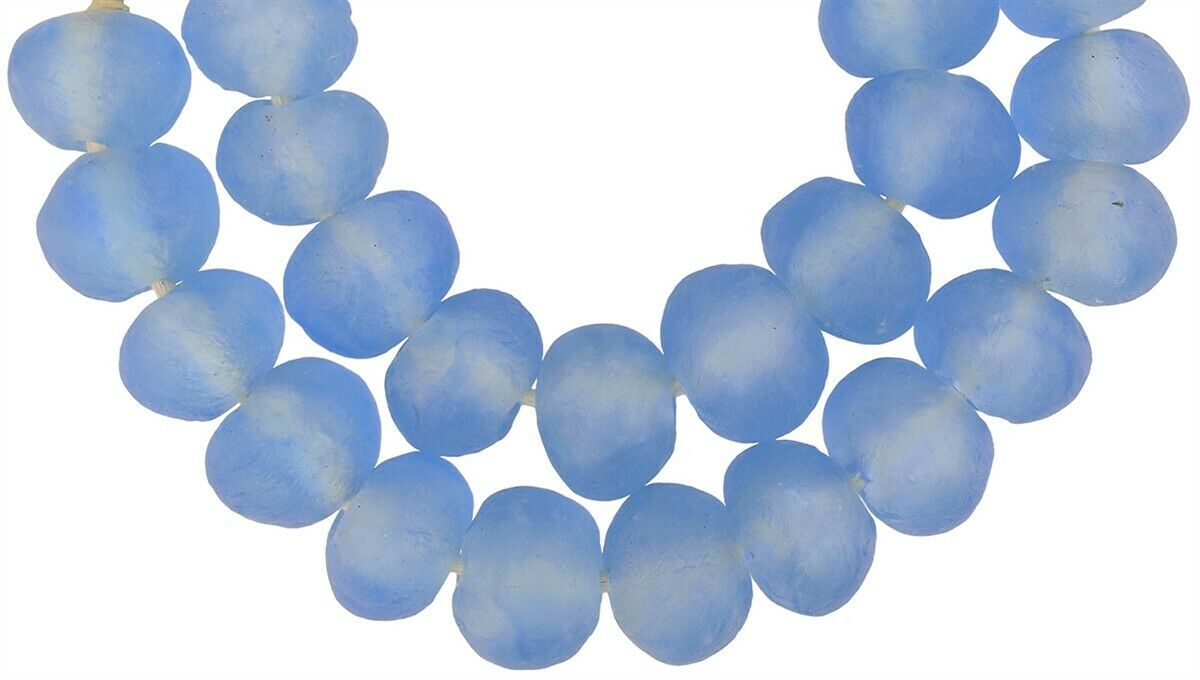 Handmade Krobo beads recycled glass powder African ethnic necklace - Tribalgh