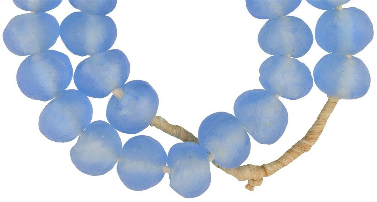 Handmade Krobo beads recycled glass powder African ethnic necklace - Tribalgh