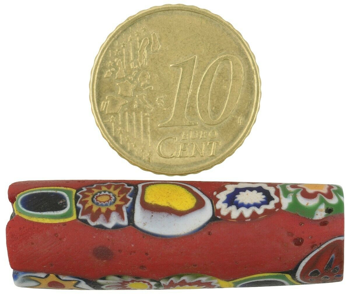 Antike Perle Millefiori venezianisches Mosaikglas rot afrikanischer Handel - Tribalgh