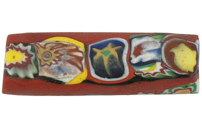 Antike Perle Millefiori venezianisches Mosaikglas rot afrikanischer Handel - Tribalgh