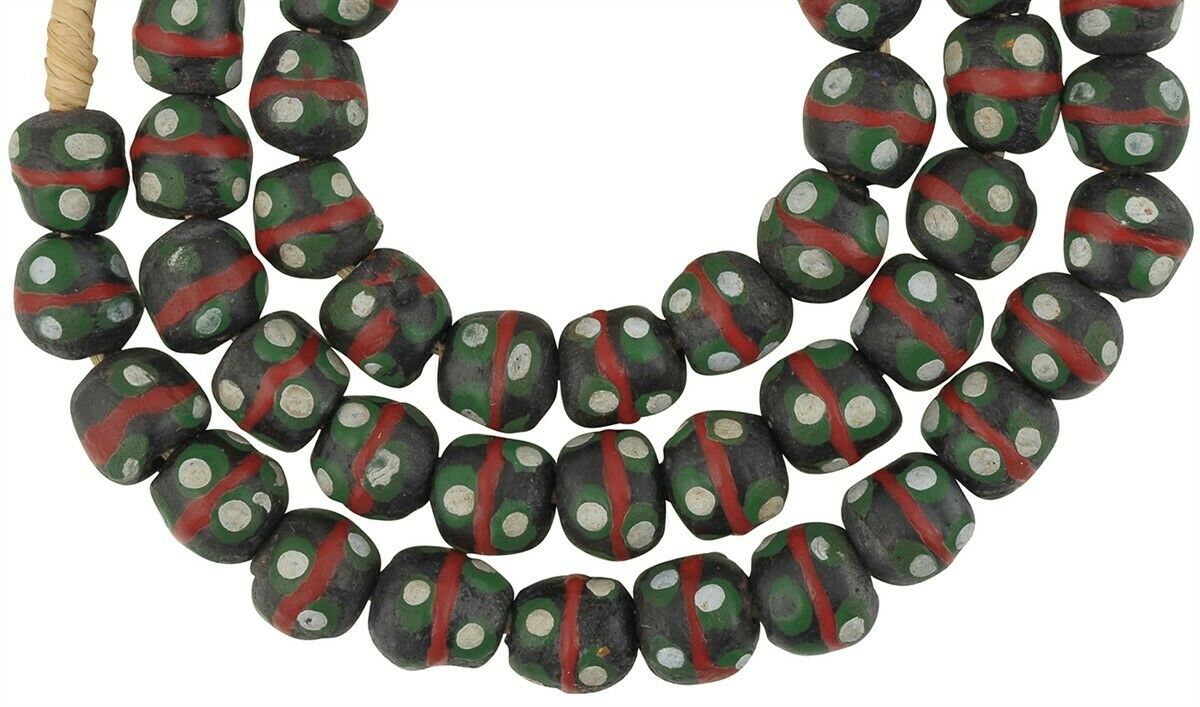 Afrikanische Perlen recyceltes Glaspulver Krobo Schmuck Ghana Halskette - Tribalgh