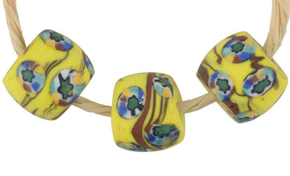 African trade antique beads round Millefiori Venetian Murano glass mosaic - Tribalgh