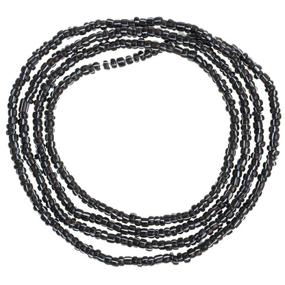 Old Tiny 2 mm Black Striped Venetian Seed Trade Beads Strand