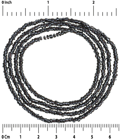 Old Tiny 2 mm Black Striped Venetian Seed Trade Beads Strand