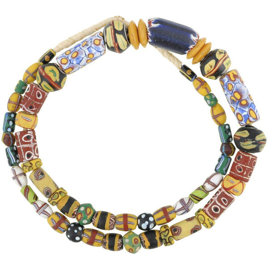 Antique African trade beads Venetian glass millefiori chevron king French cross - Tribalgh