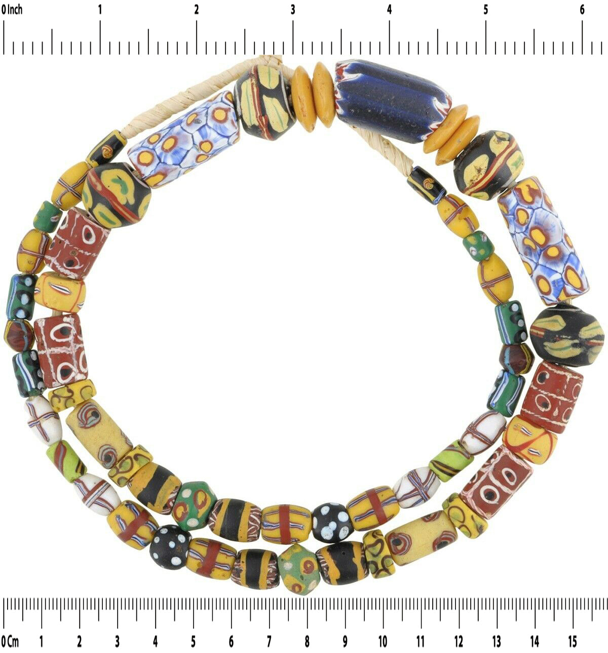 Perline antiche africane in vetro veneziano millefiori chevron re croce francese - Tribalgh