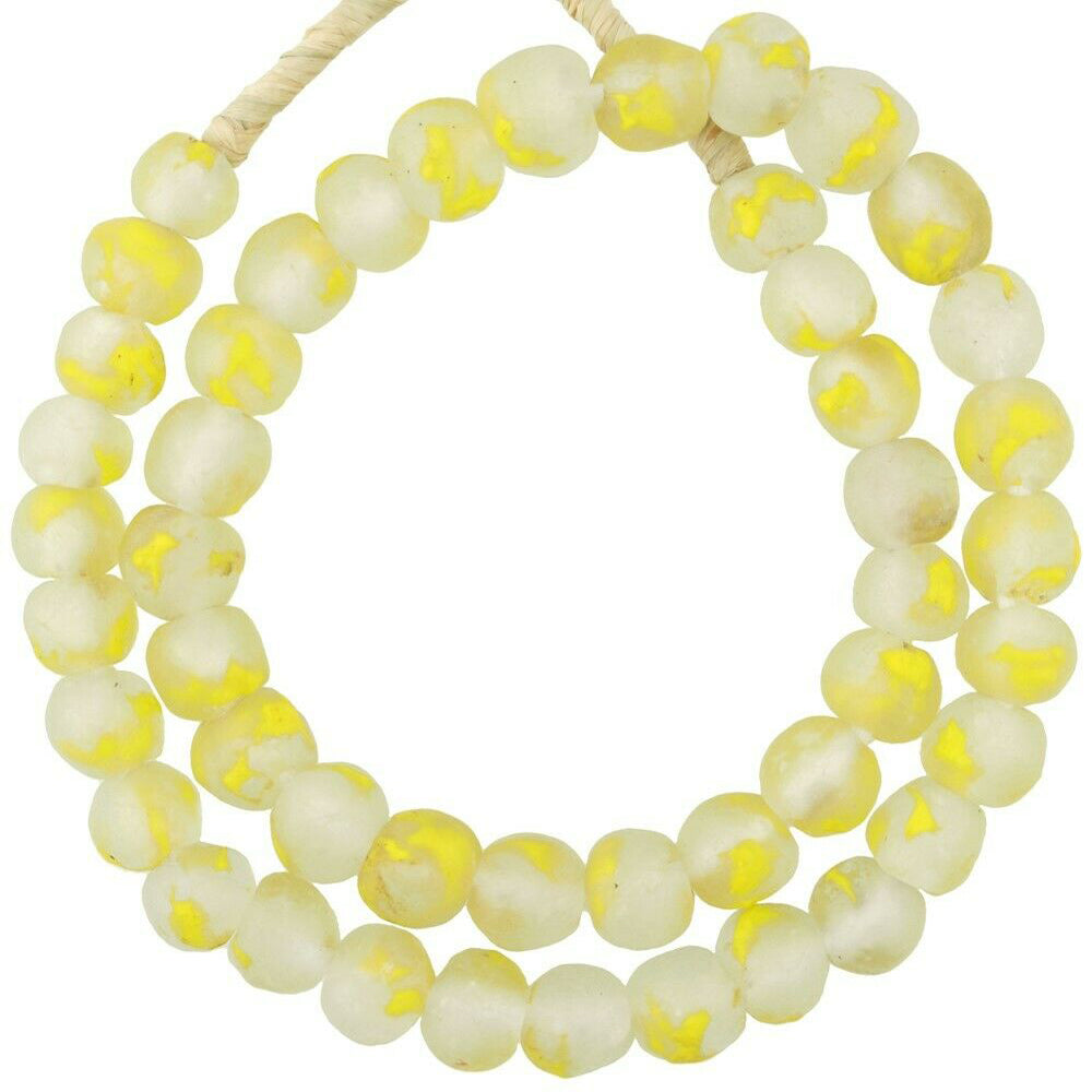 Trade beads recycled African powder glass Krobo handmade translucent necklace - Tribalgh