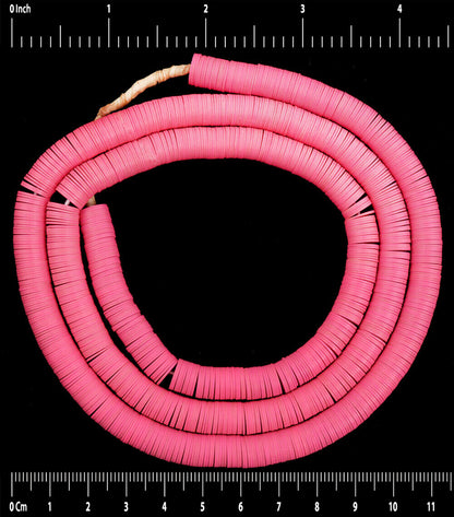 African Trade Beads Old Czech Bohemian Heishi Vulcanic Vulcanite Disks Necklace - close-up