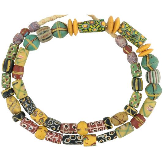Old African trade beads antiguo veneciano murano vidrio fancy chevron millefiori - Tribalgh
