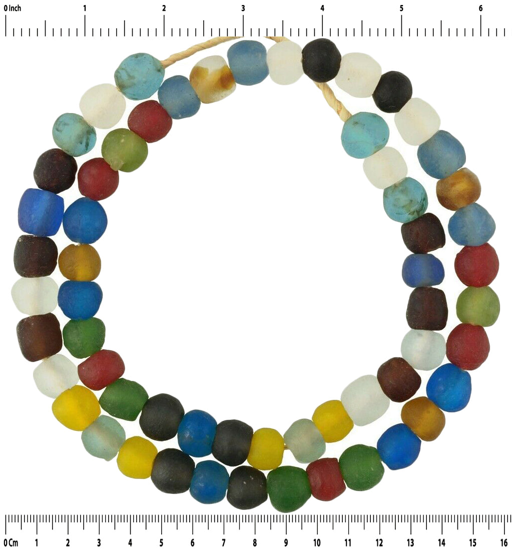 Handmade glass beads recycled bottle powder Krobo African tribal ethnic jewelry - Tribalgh