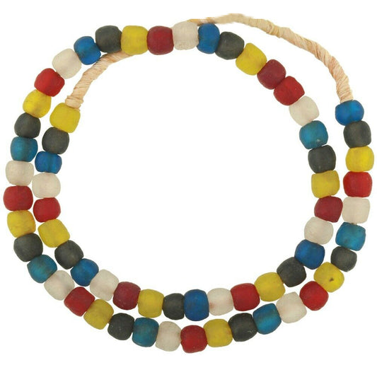 Collar translúcido Krobo hecho a mano con perlas de vidrio en polvo Comercio africano - Tribalgh