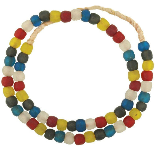 Powder glass recycled beads handmade Krobo translucent necklace African trade - Tribalgh