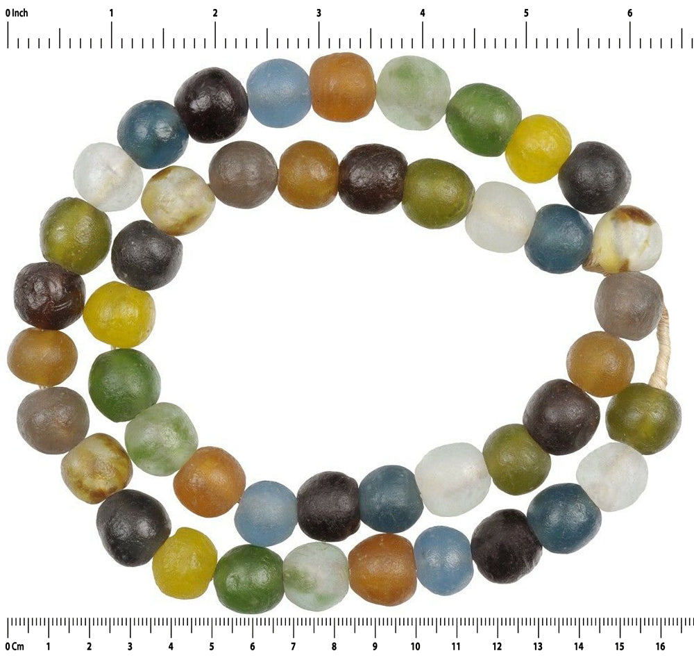 African trade recycled beads glass powder Krobo handmade translucent necklace - Tribalgh