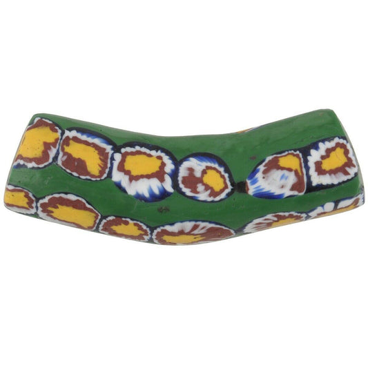 Old African trade bead antique Elbow Millefiori Venetian glass Murano mosaic - Tribalgh