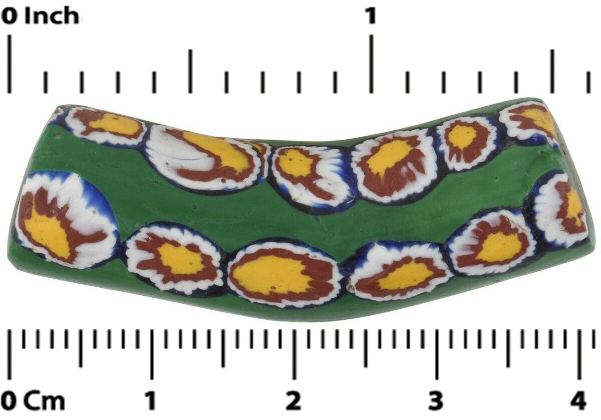 Antique Venetian Elbow Millefiori Bead - Rare Glass Trade Bead - close-up