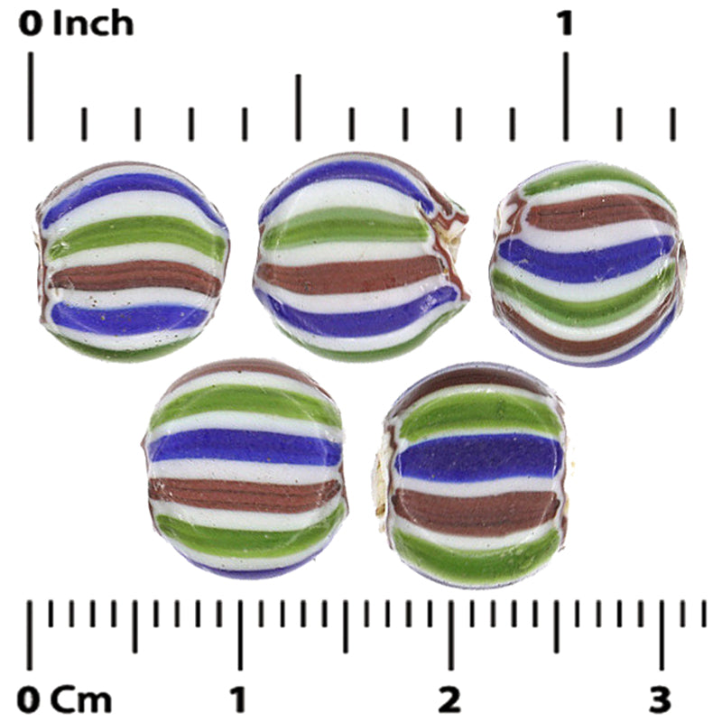 Alte afrikanische Handelsperlen antik Chevron 4 Lagen tafelförmig venezianisches Glas gestreift - Tribalgh