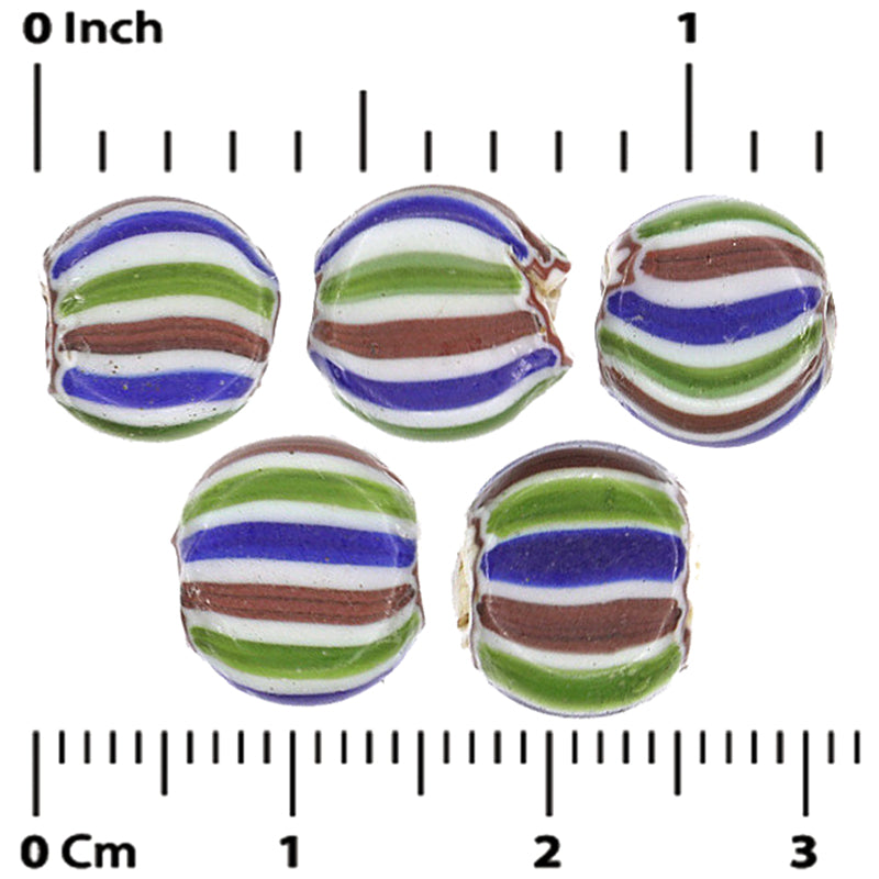 Old African trade beads antique Chevron 4 layers tabular Venetian glass striped - Tribalgh
