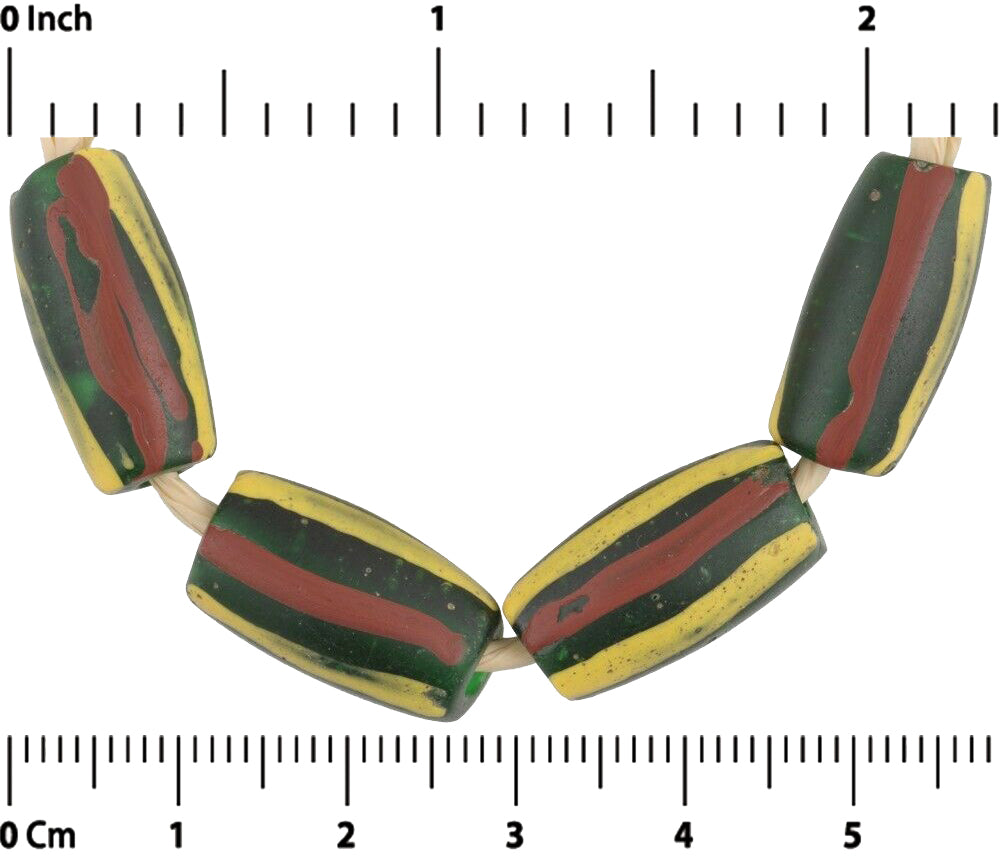 Старинные африканские бусины из стекла старинные венецианские полупрозрачные полосатые лэмпворк - Tribalgh