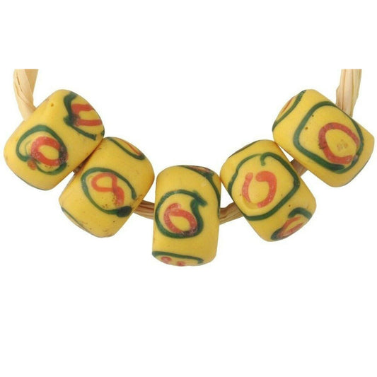 Old African trade beads antique Venetian glass lampwork yellow Eye Fancy Ghana - Tribalgh