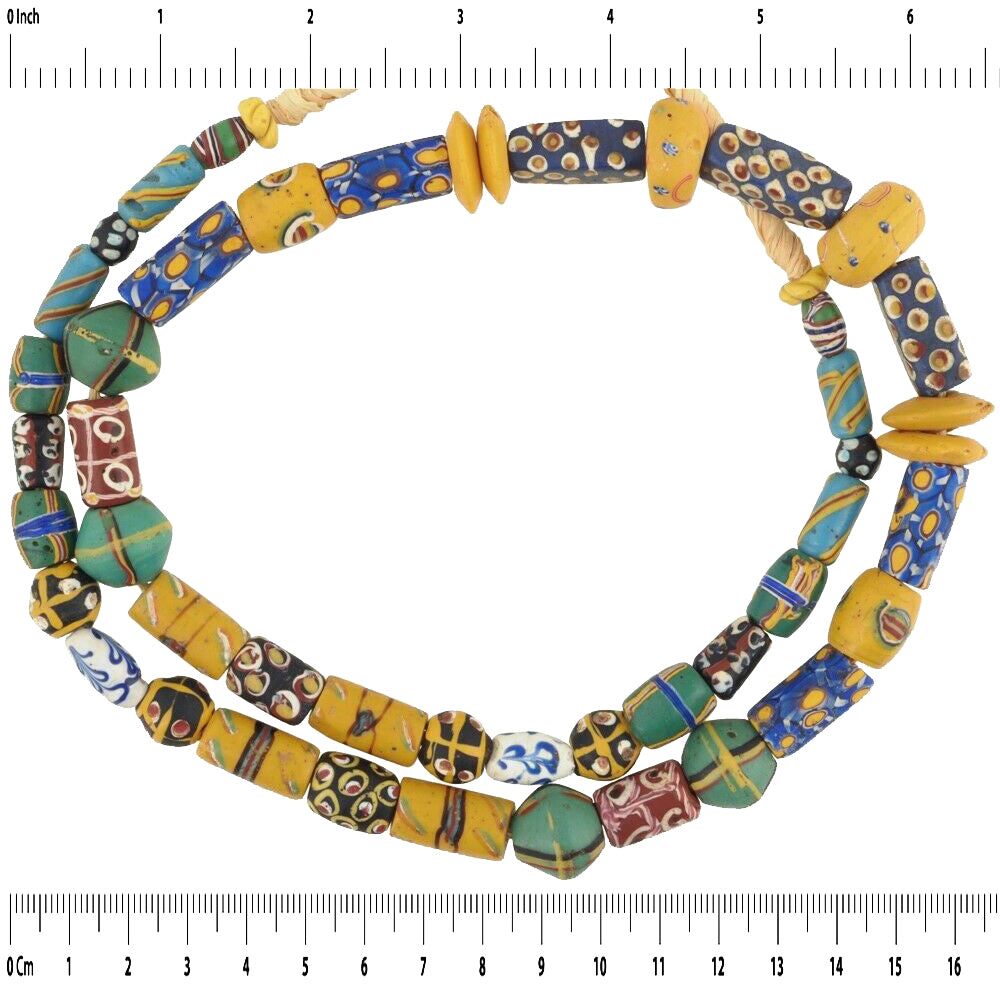 Old African trade beads Venetian wound glass fancy french cross millefiori Ghana - Tribalgh