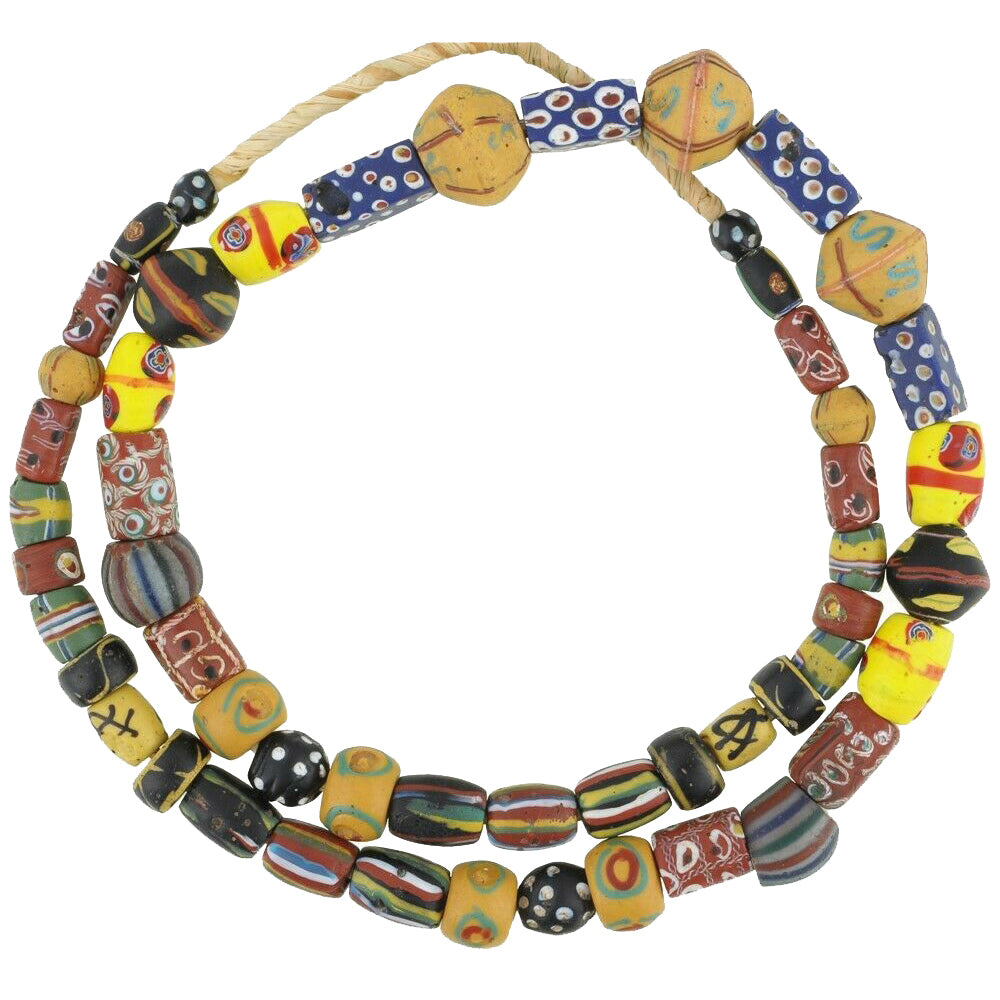 African trade beads old Venetian glass lampwork fancy millefiori chevron tribal - Tribalgh
