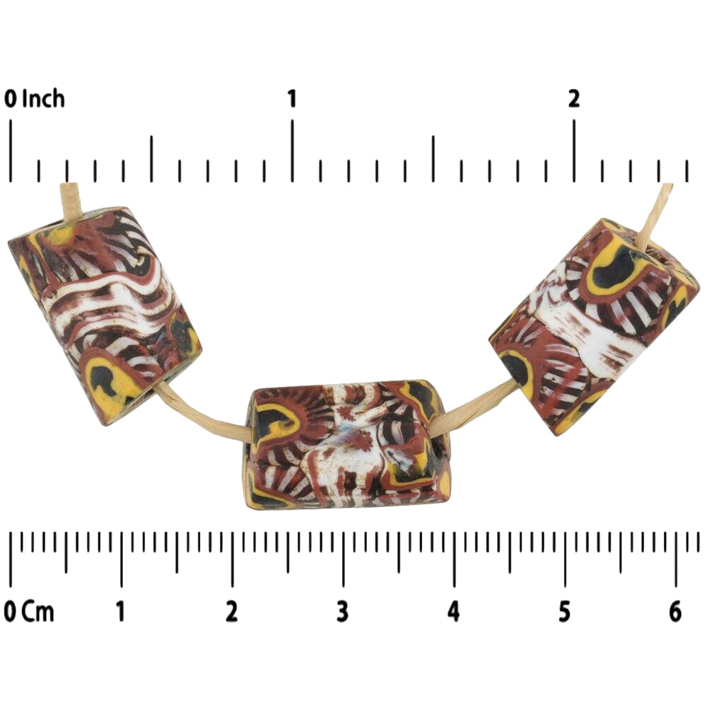 Rare African trade beads old Rooster millefiori Venetian glass beads Murano bird - Tribalgh