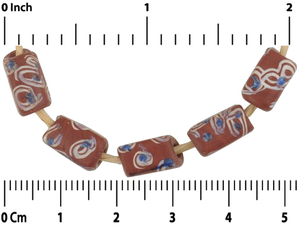Antike rechteckige Augen ausgefallene venezianische Lampwork-Glashandelsperlen - alternative Ansicht