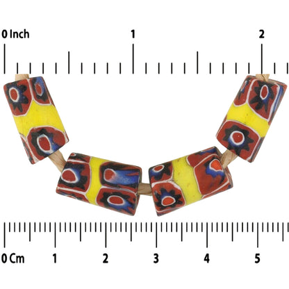 Old African trade beads banded Millefiori Venetian glass beads Murano mosaic - Tribalgh