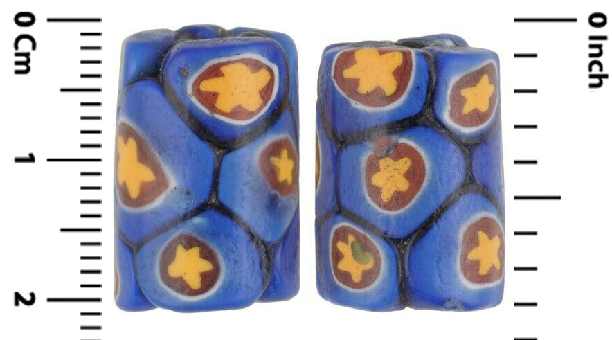Rare African Trade Beads Old Millefiori Venetian Mosaic Glass Beads Large Ghana - alternate view