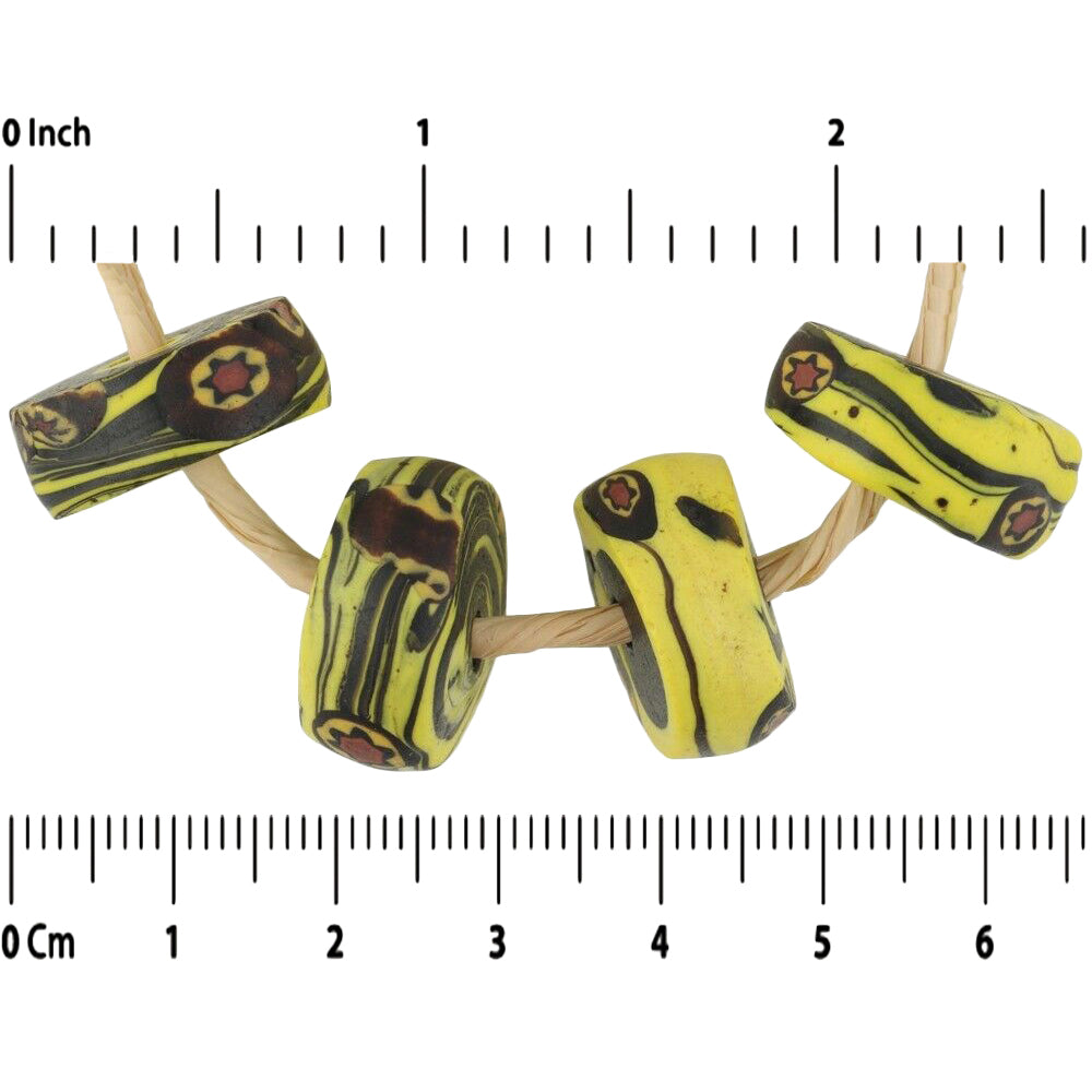 Afrikanische Handelsperlen alte Scheiben Millefiori Venezianische Glasperlen große Abstandshalter - Tribalgh