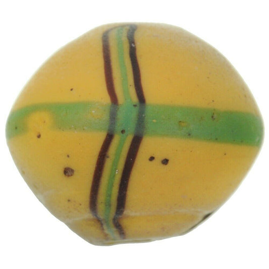 Perle de commerce africaine ancienne perle de verre vénitien roi grand jaune au chalumeau - Tribalgh