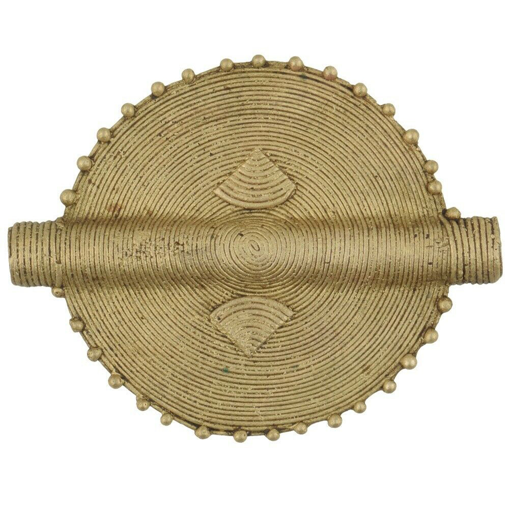 New African Brass trade bead Ghana Ashanti Akan lost wax bronze pendant large - Tribalgh