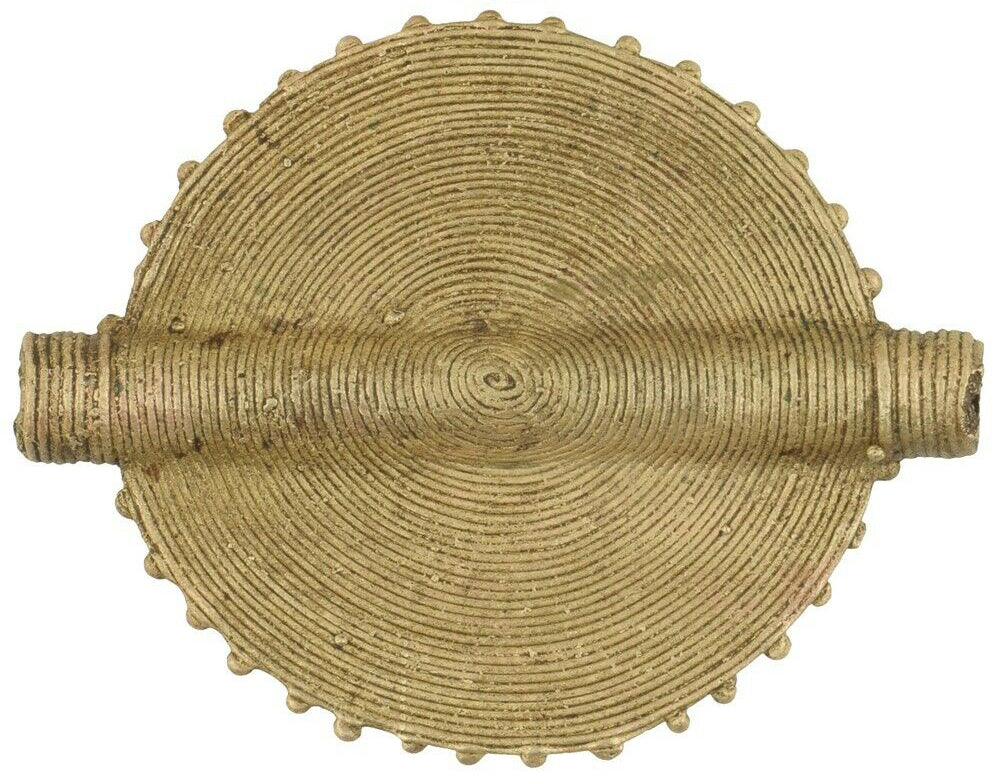 New African Brass Trade Bead Ghana Ashanti Akan Lost Wax Bronze Pendant Large - alternate view